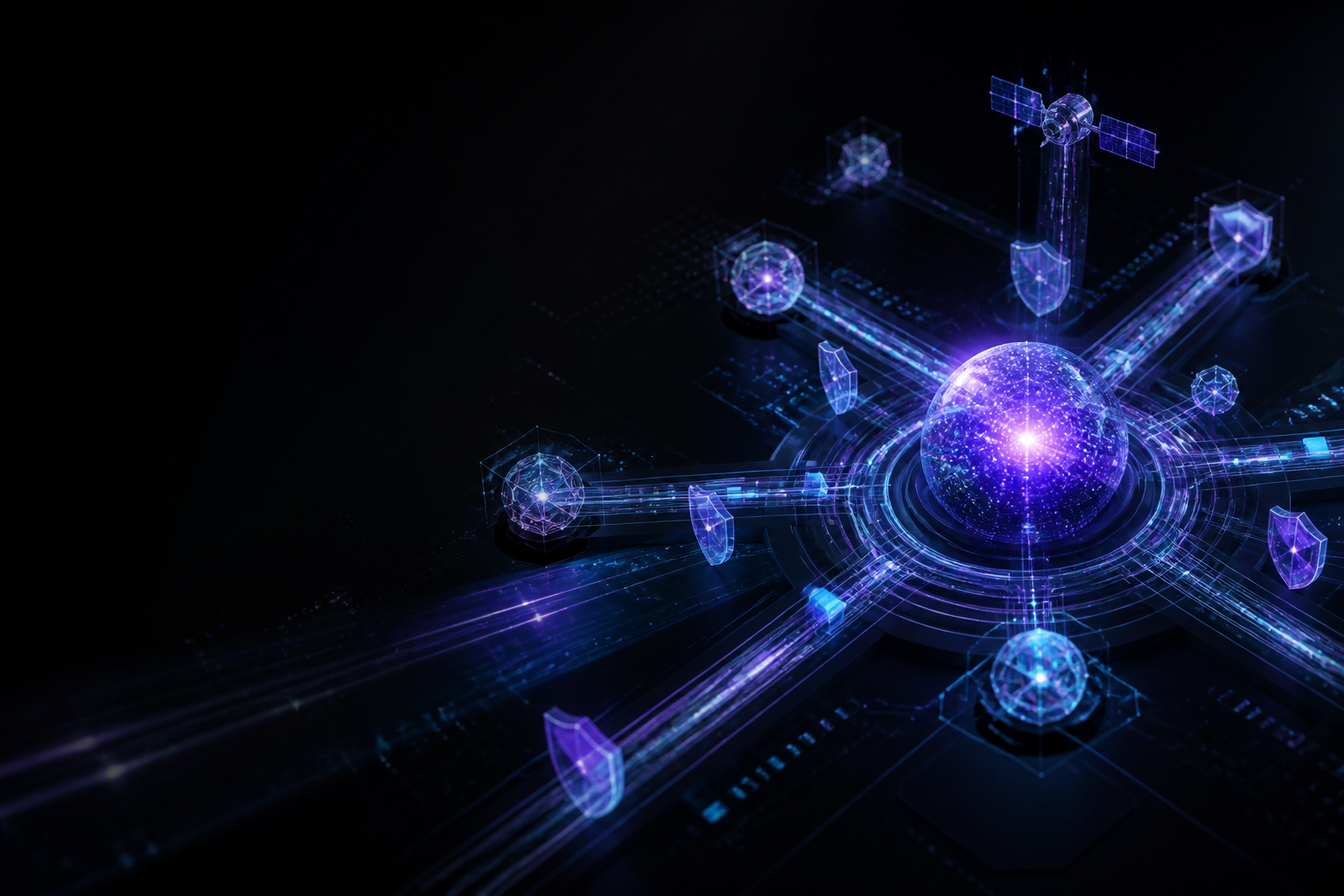 Abstract visualisation of a secure connected technology system
